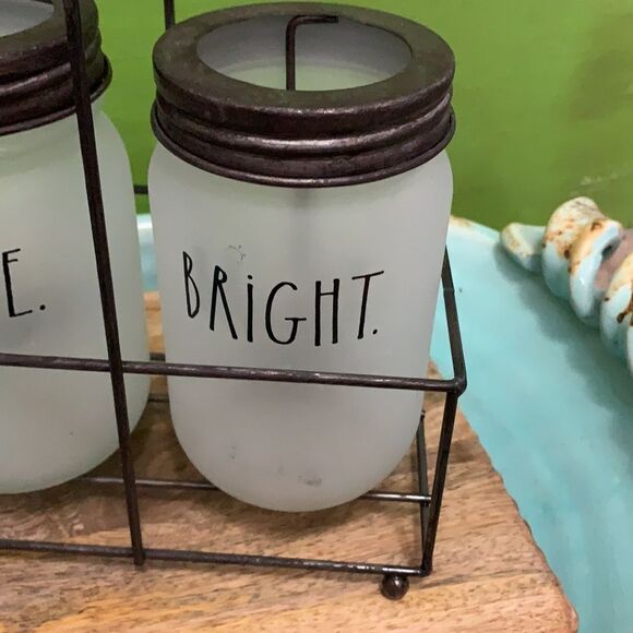 Rae Dunn shine bright candle holders with caddy - Picture 3 of 7